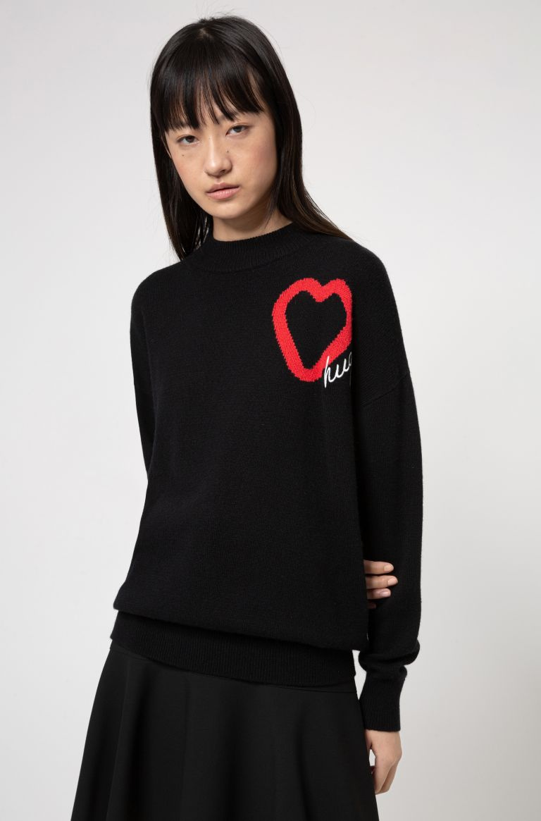 HUGO Вязаный свитер оверсайз Saffira с принтом в виде сердца (цвет ), артикул 50449795 | Фото 3