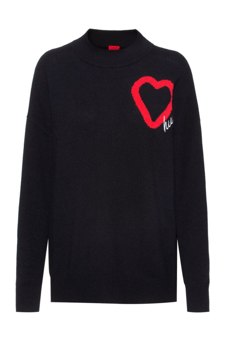 HUGO Вязаный свитер оверсайз Saffira с принтом в виде сердца (цвет ), артикул 50449795 | Фото 1