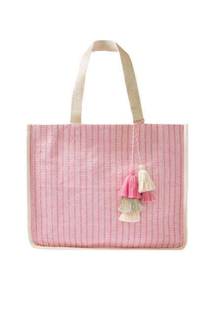 Плетеная сумка с подвеской|Основной цвет:Розовый|Артикул:390030 | Фото 1