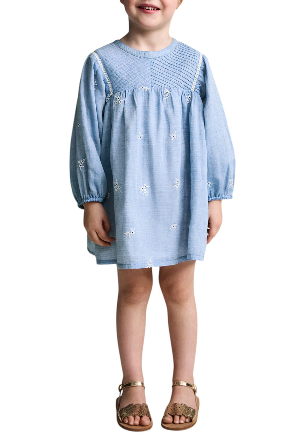 Девочкам Mango Kids Платье TROPEZ из хлопка с вышивкой (цвет ), артикул 87024797 | Фото 3