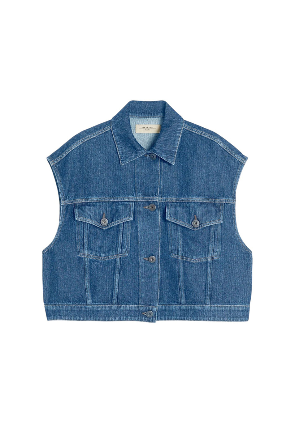 Женский Weekend Max Mara Жилет джинсовый MAPPA из хлопка (цвет ), артикул 2525286021 | Фото 1