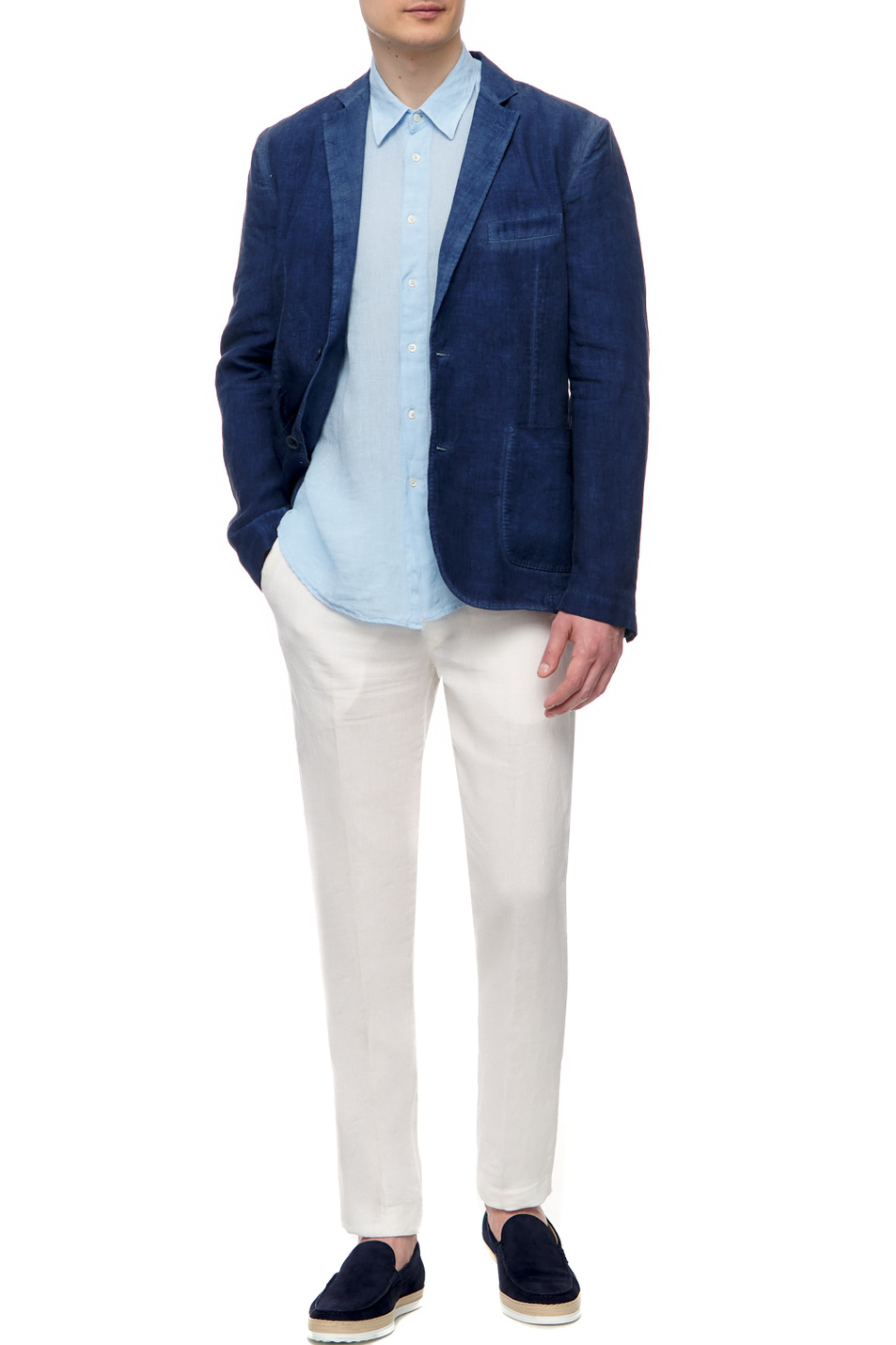 Мужской 120% Lino Рубашка из чистого льна (цвет ), артикул V0M13680000115000 | Фото 2