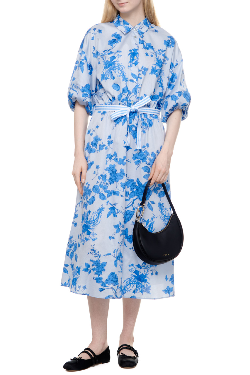 Платье-рубашка CATENA из натурального хлопка с принтом|Основной цвет:Синий|Артикул:2417221061 | Фото 1