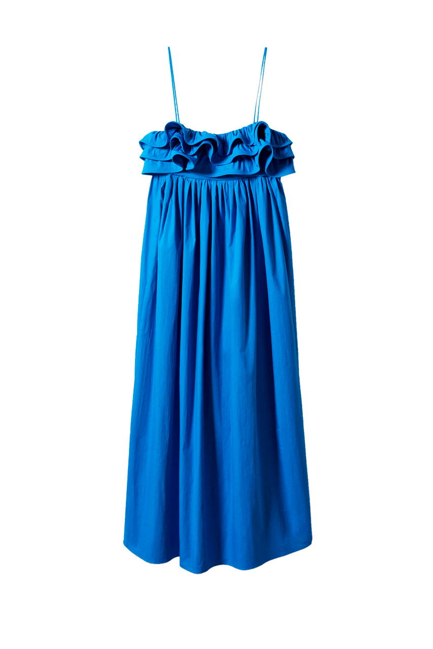 Платье MIEL5 с рюшами|Основной цвет:Синий|Артикул:57030463 | Фото 1