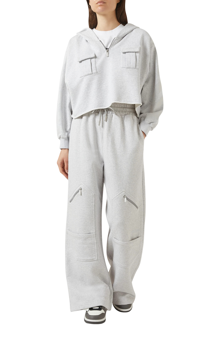 Худи укороченное с принтом|Основной цвет:Серый Женский Off-White Худи укороченное с принтом (цвет ), артикул OWBB06BS26FLE0010509 | Фото 2