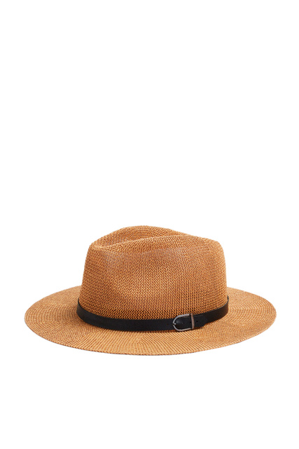 Шляпа с контрастным ремешком|Основной цвет:Коричневый|Артикул:199487 | Фото 1