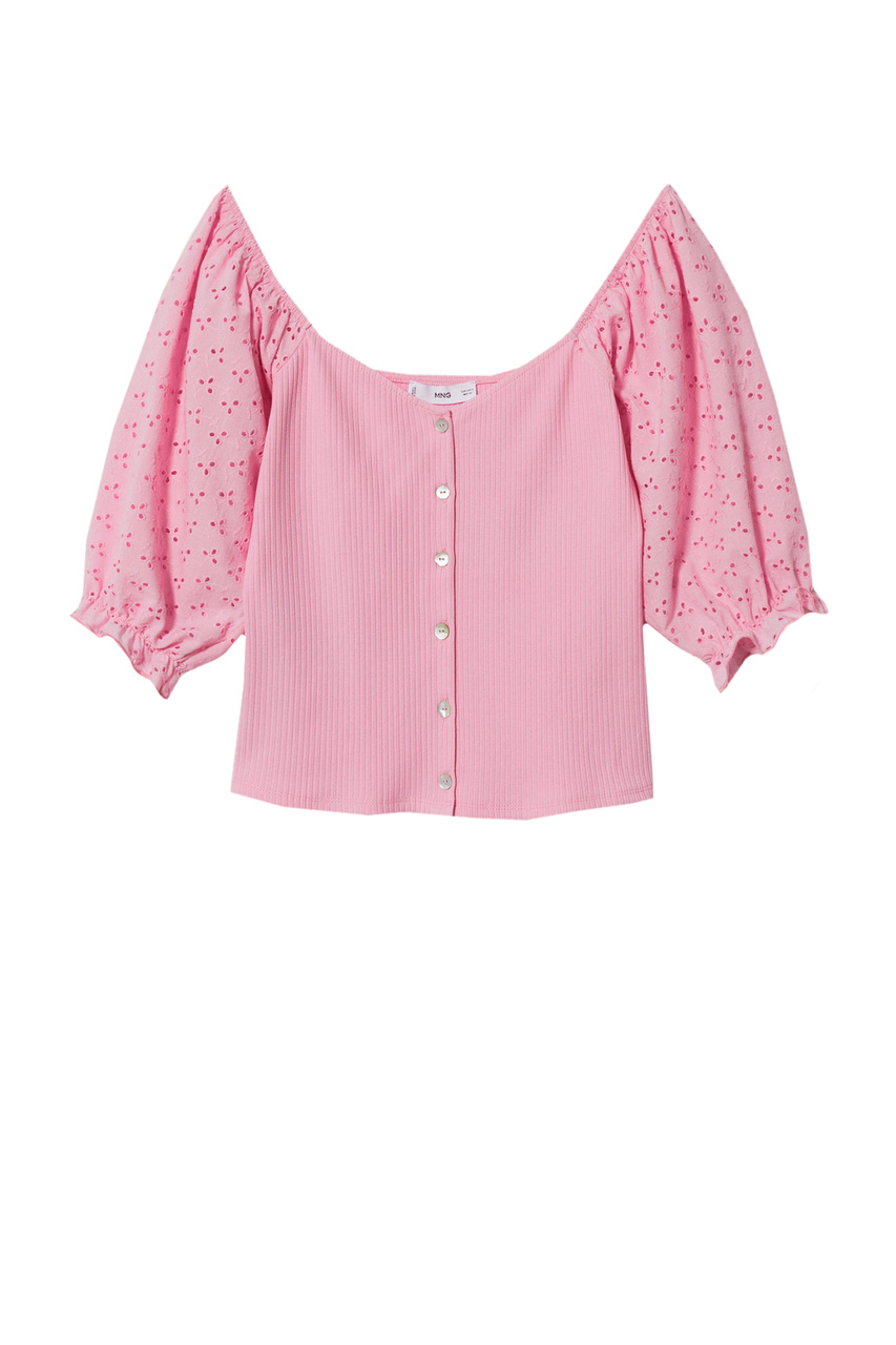 Блузка JUDI с пышными ажурными рукавами|Основной цвет:Розовый|Артикул:27028638 | Фото 1