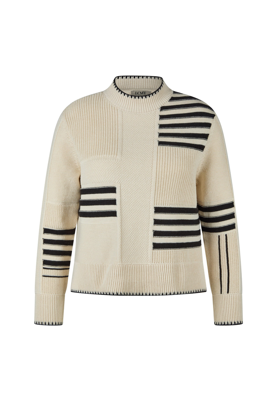 Джемпер с контрастными полосками|Основной цвет:Кремовый Женский LeComte Джемпер с контрастными полосками (цвет ), артикул 55-621613 | Фото 1