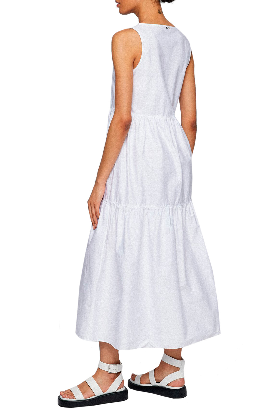 Женский BOSS Платье с V-образным вырезом из хлопкового поплина (цвет ), артикул 50470014 | Фото 3