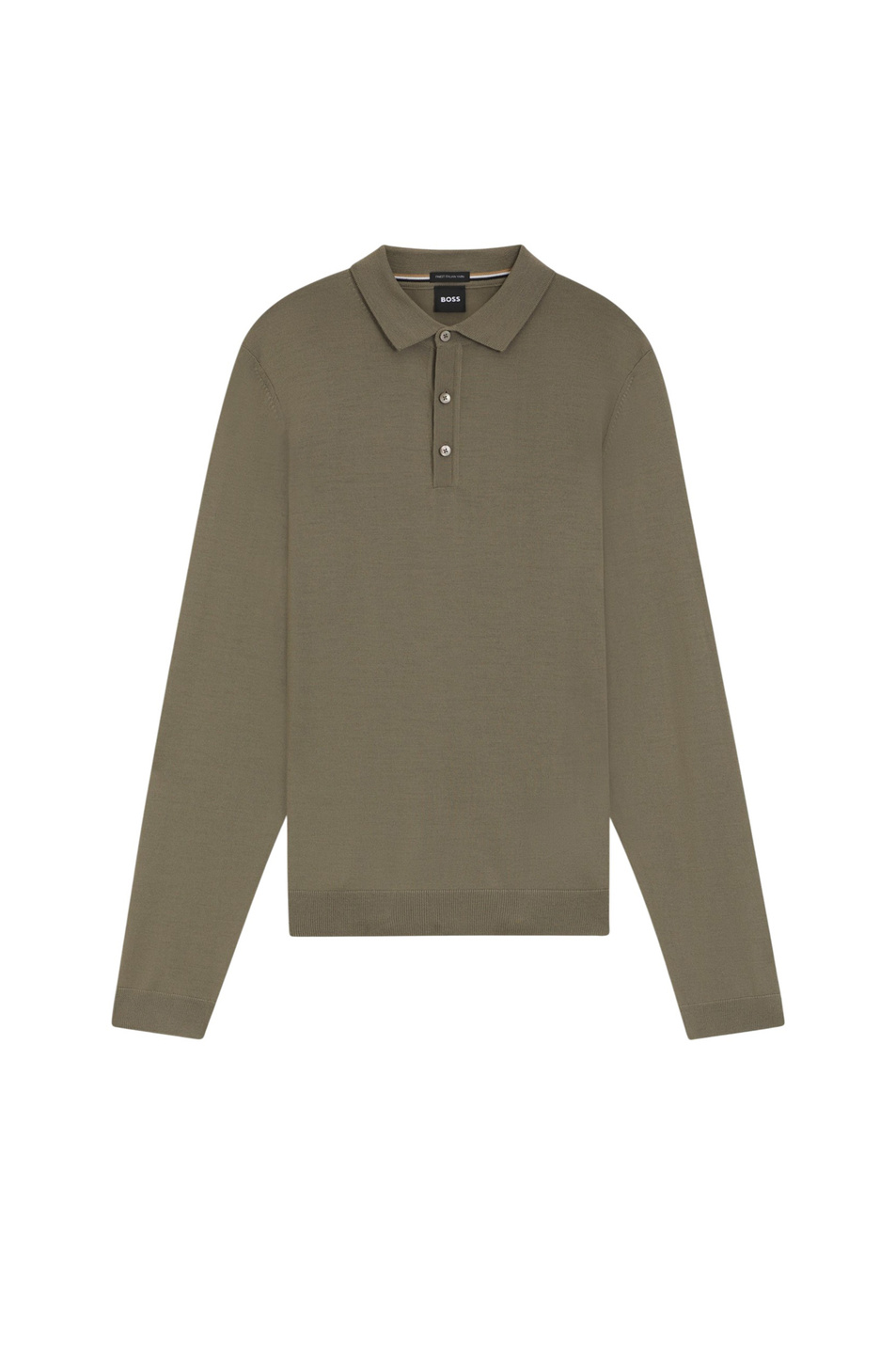Джемпер поло из шерсти|Основной цвет:Хаки Мужской BOSS Джемпер поло из шерсти (цвет ), артикул 50476355 | Фото 1