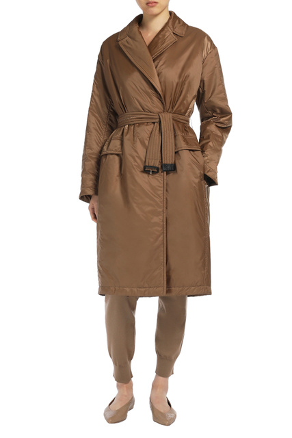 Длинное пальто GREENC из водоотталкивающего материала|Основной цвет:Коричневый|Артикул:94960124 | Фото 2