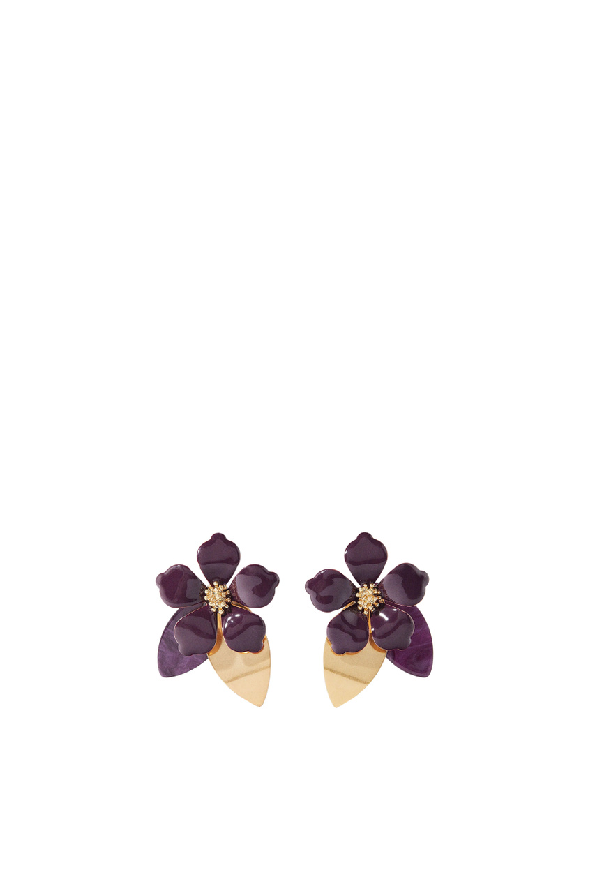 Серьги в виде цветка|Основной цвет:Фиолетовый|Артикул:216667 | Фото 1