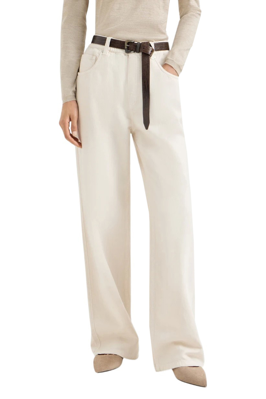 Женский Brunello Cucinelli Джинсы Contemporary из хлопка и льна (цвет ), артикул ML996P4053 | Фото 3