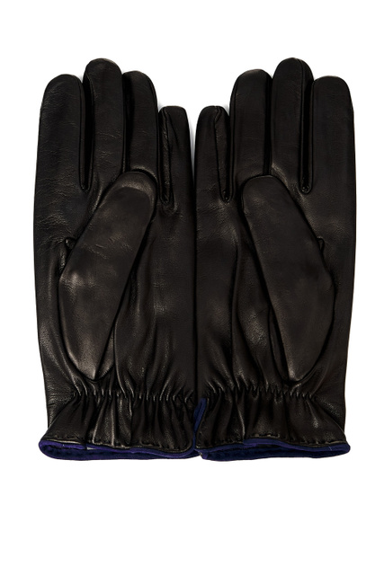 Перчатки из натуральной кожи с металлическим лого|Основной цвет:Черный|Артикул:90Q338-2820575 | Фото 2