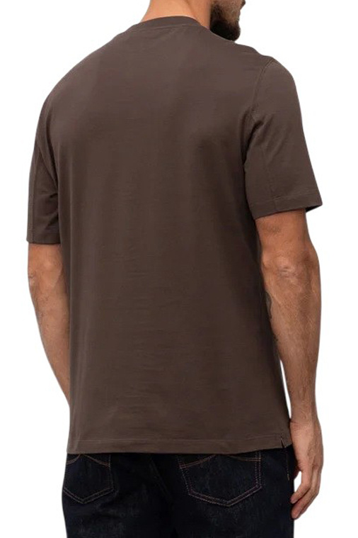 Футболка с логотипом|Основной цвет:Коричневый Мужской Brunello Cucinelli Футболка с логотипом (цвет ), артикул M0B138440 | Фото 4