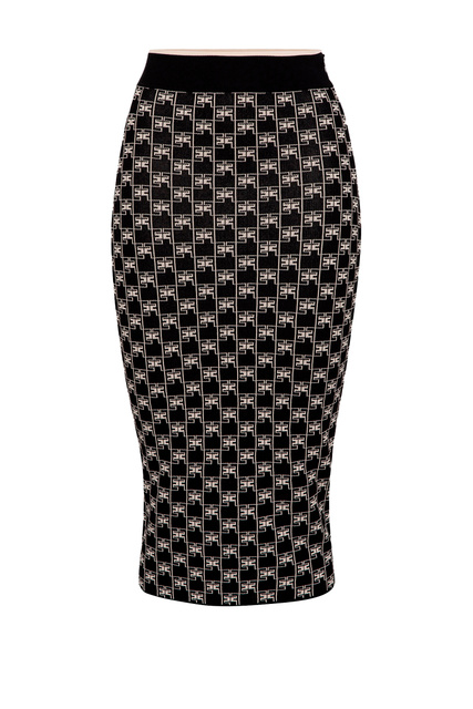Трикотажная юбка-карандаш с принтом|Основной цвет:Черный|Артикул:GK45G21E2 | Фото 1