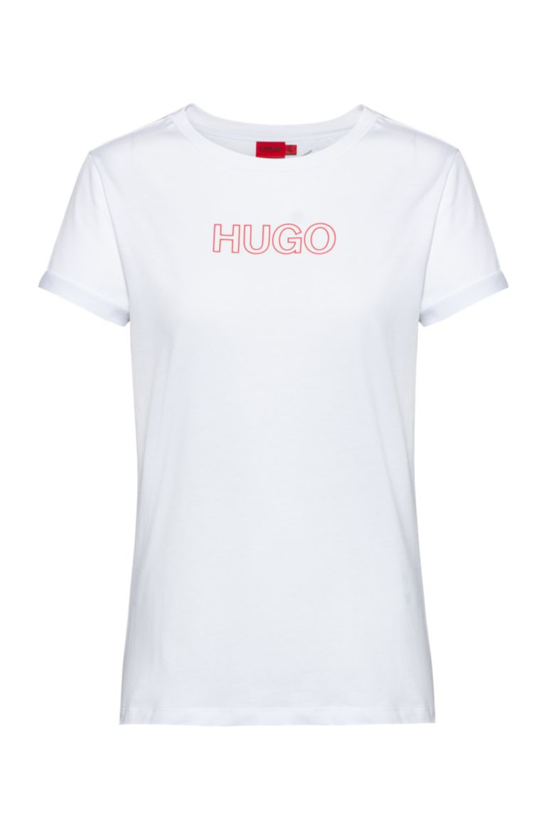 HUGO Приталенная футболка из органического хлопка с контурным логотипом (цвет ), артикул 50447853 | Фото 1