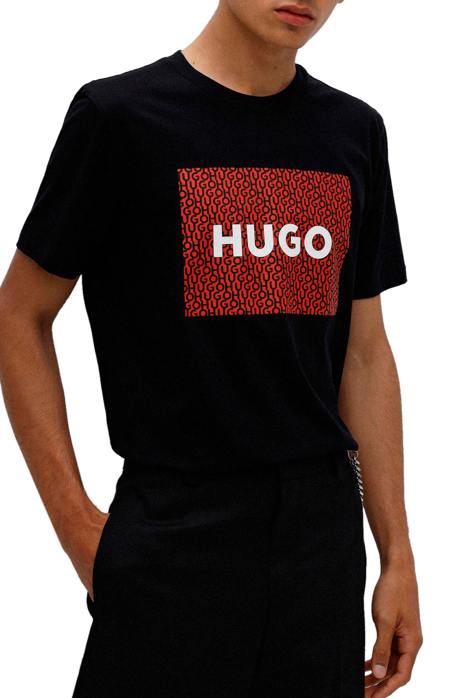 Мужской HUGO Футболка прямого кроя с лого (цвет ), артикул 50471672 | Фото 3