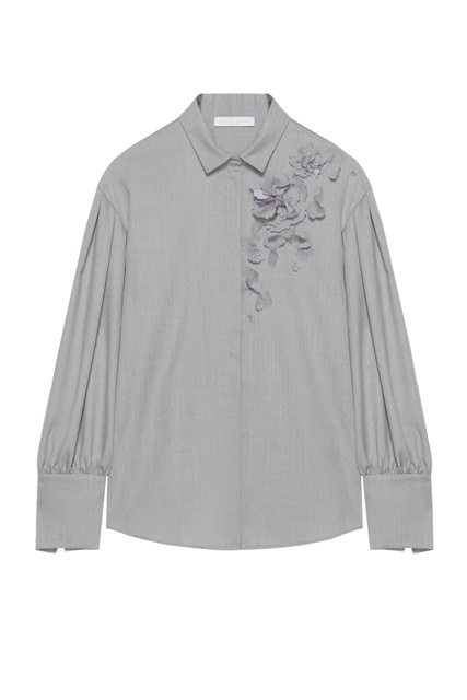 Рубашка из шерсти с декором на груди|Основной цвет:Серый|Артикул:CAD222W331 | Фото 1