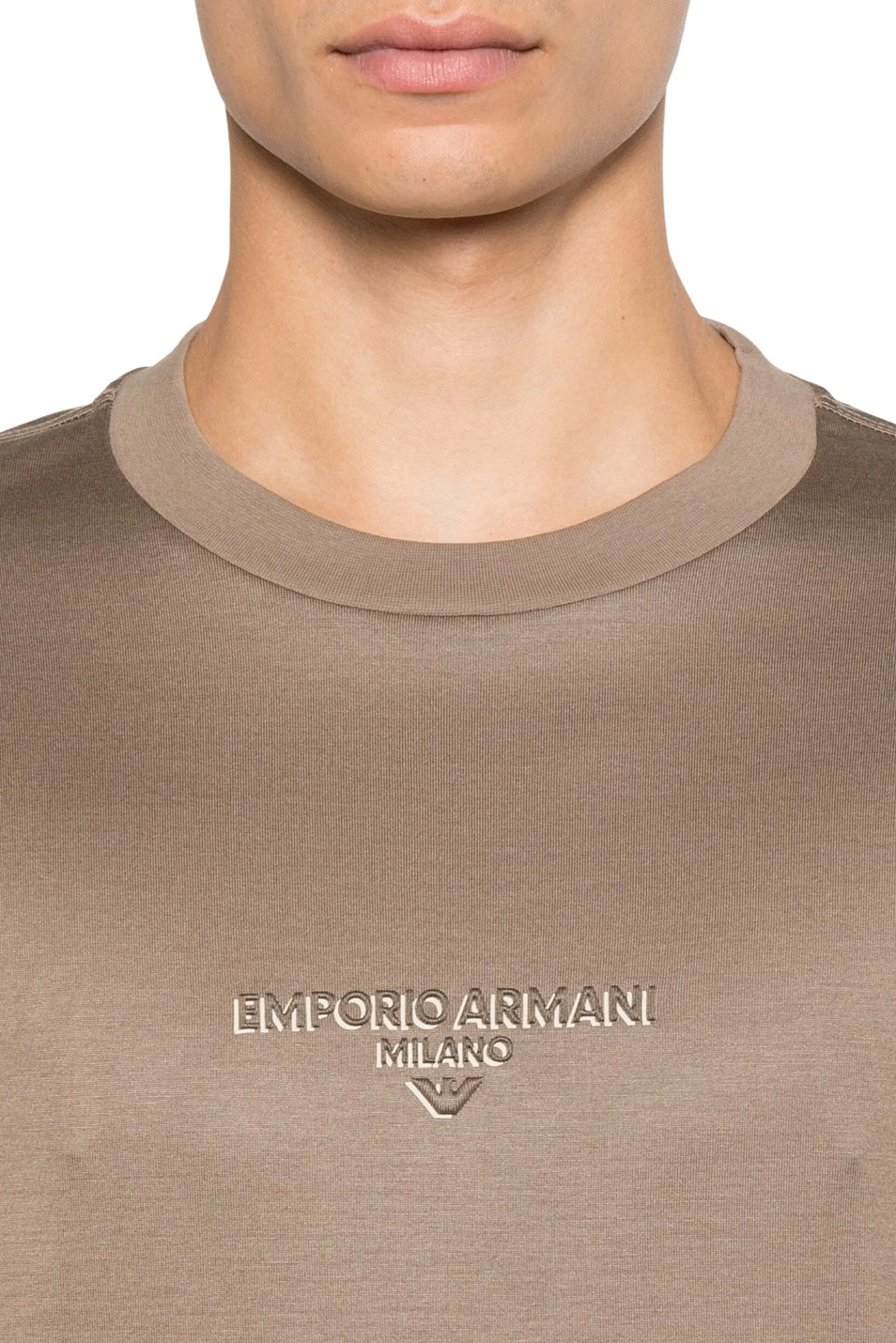 Футболка с логотипом|Основной цвет:Коричневый Мужской Emporio Armani Футболка с логотипом (цвет ), артикул EM002838-AF10761 | Фото 5