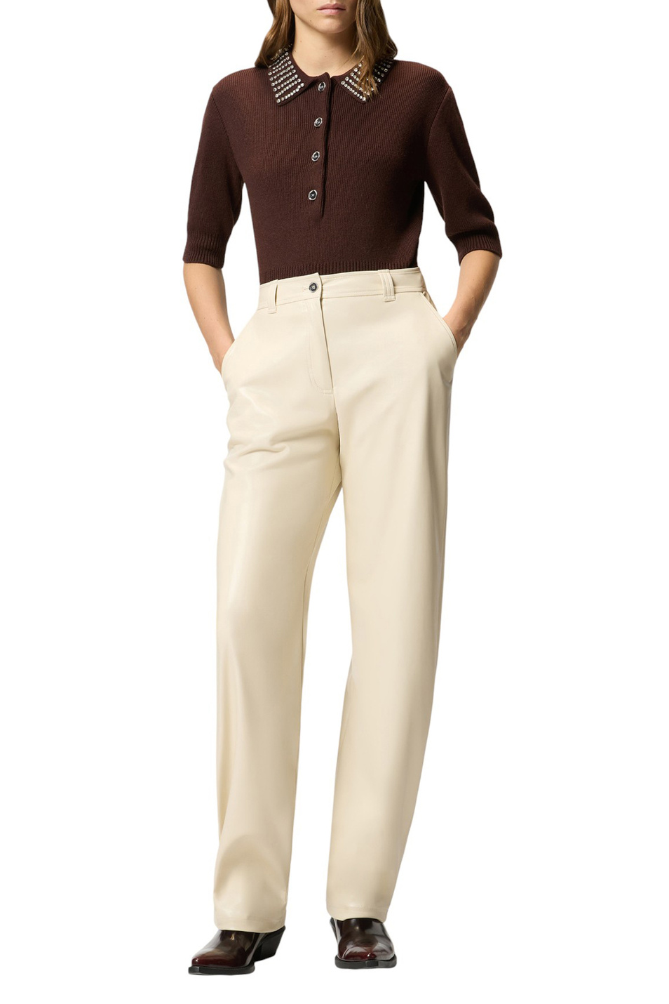 Женский Pinko Брюки PANINO из искусственной кожи (цвет ), артикул 105371A2P4 | Фото 3