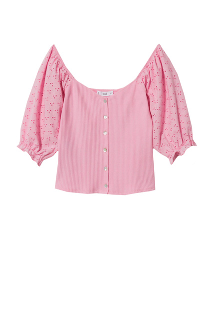 Блузка JUDI с пышными ажурными рукавами|Основной цвет:Розовый|Артикул:27028638 | Фото 1