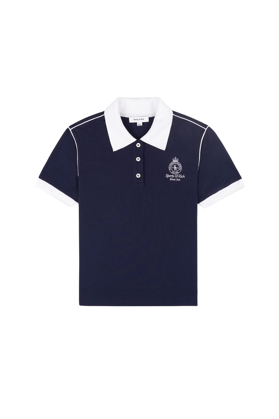 Женский Sporty & Rich Поло Crown 70s Pique с контрастным воротником (цвет ), артикул TO057621304BL107 | Фото 1