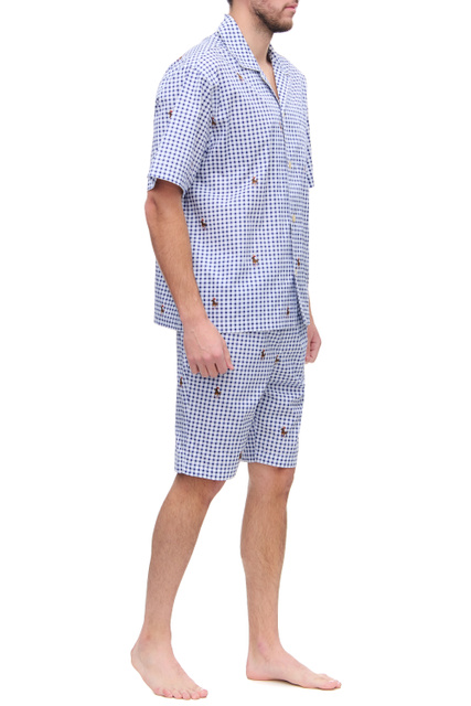 Пижама из натурального хлопка|Основной цвет:Голубой|Артикул:714830268005 | Фото 2