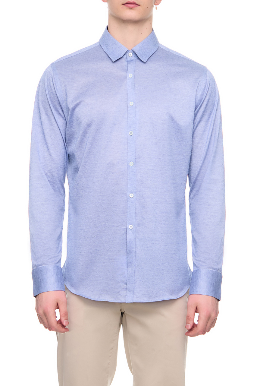 Рубашка из натурального хлопка|Основной цвет:Голубой|Артикул:L777GN02875 | Фото 1