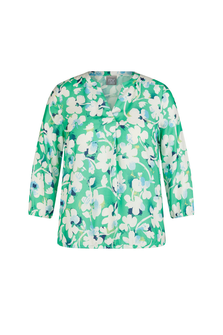 Блузка с цветочным принтом|Основной цвет:Зеленый|Артикул:52-214102 | Фото 1