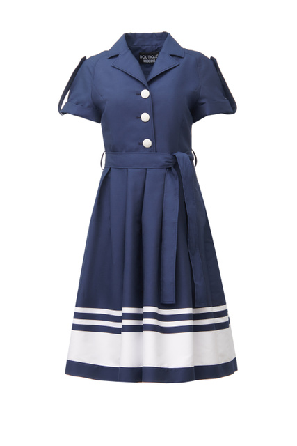 Платье с пышной юбкой и поясом|Основной цвет:Синий|Артикул:A0417-1140 | Фото 1