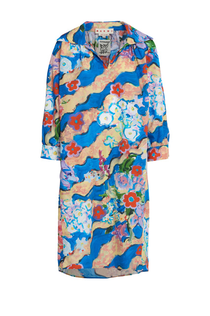 Платье-рубашка с принтом|Основной цвет:Мультиколор|Артикул:ABMA0807A0-UTC229 | Фото 1