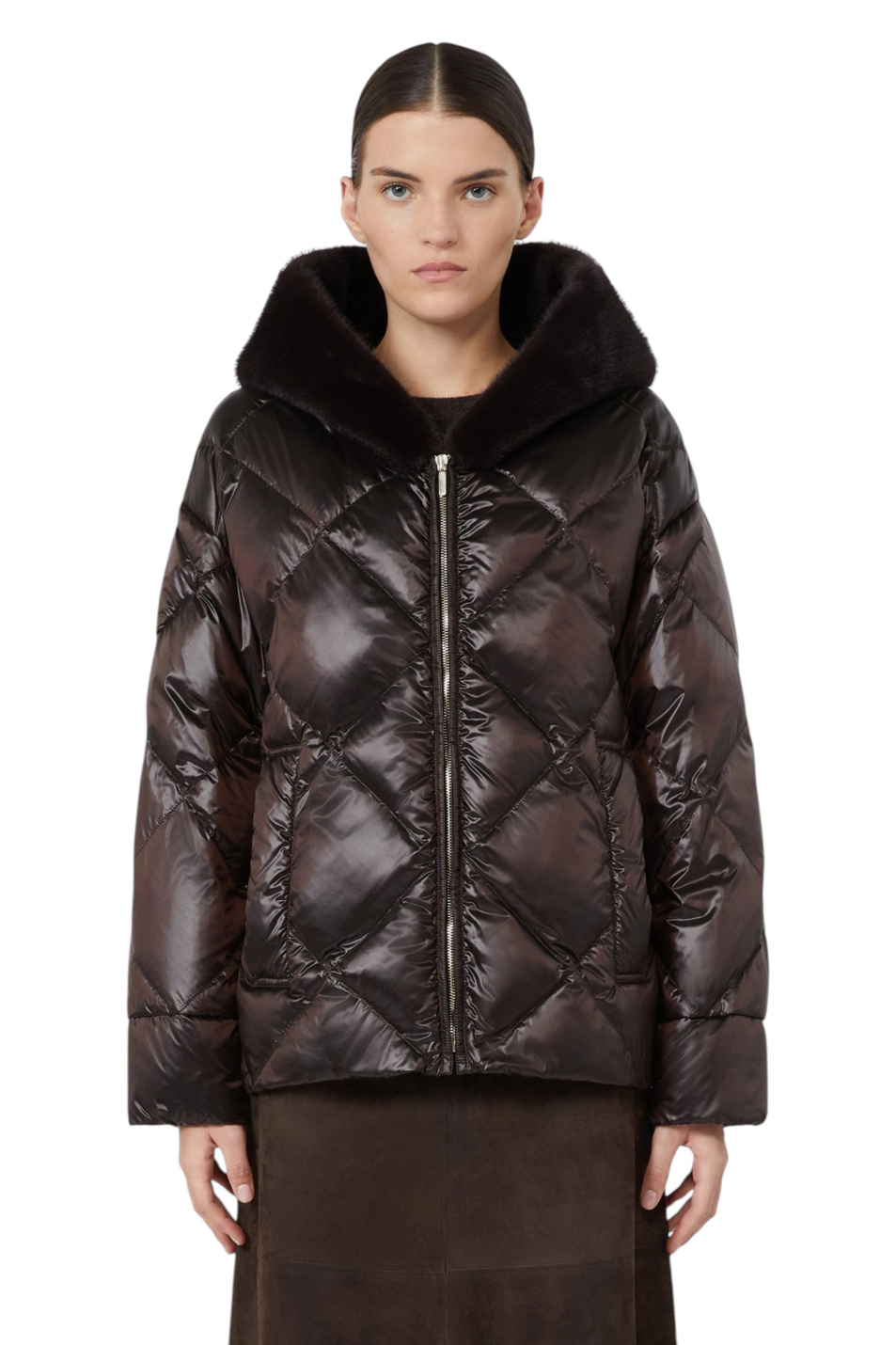 Женский Max Mara Куртка NEBBIE с наполнителем и меховым воротником (цвет ), артикул 2629486175 | Фото 3