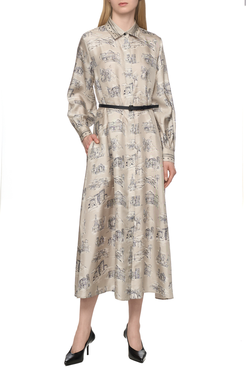 Женский Max Mara Платье CARBONE из шелка (цвет ), артикул 2611221131 | Фото 7