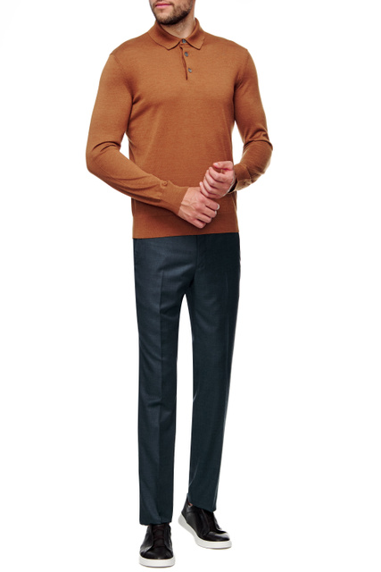 Джемпер с воротником поло|Основной цвет:Коричневый|Артикул:E8J00-132-N95 | Фото 2