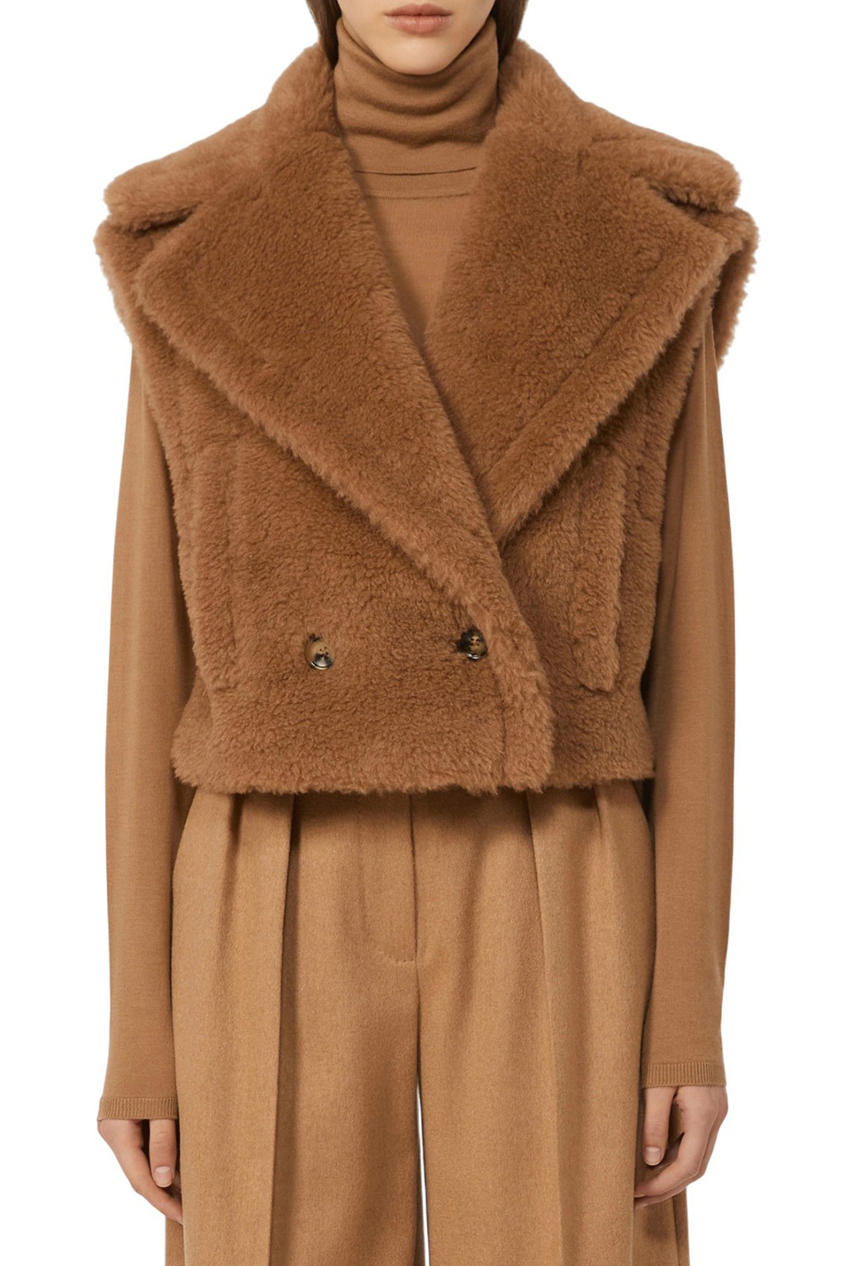 Полушубок SANTOS со съемными рукавами|Основной цвет:Коричневый Женский Max Mara Полушубок SANTOS со съемными рукавами (цвет ), артикул 2521036012 | Фото 3