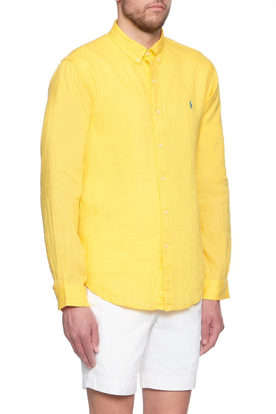 Polo Ralph Lauren Рубашка из натурального льна с фирменной вышивкой на груди (цвет ), артикул 710829444001 | Фото 3