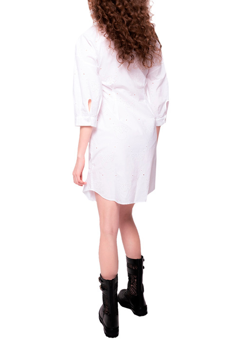 Pinko Платье-рубашка из поплина с ажурной вышивкой (Белый цвет), артикул 1G17JEY7V1 | Фото 5