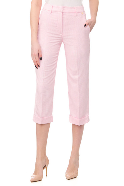 Укороченные однотонные брюки|Основной цвет:Розовый|Артикул:CA2271T8886 | Фото 1