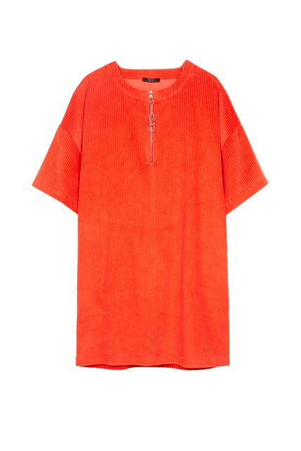 Вельветовое платье на молнии|Основной цвет:Оранжевый|Артикул:194546 | Фото 1