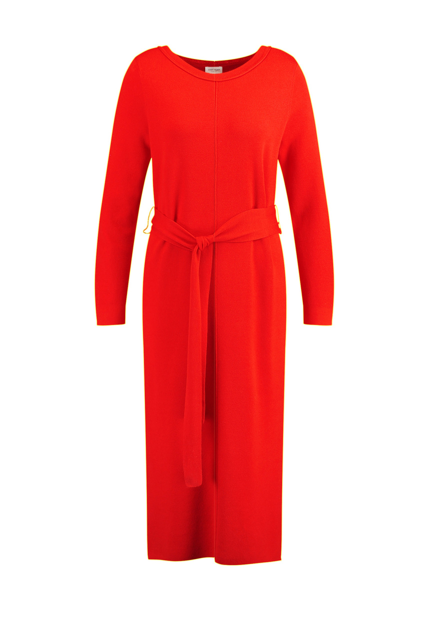 Трикотажное платье с поясом|Основной цвет:Красный|Артикул:680990-35700 | Фото 1