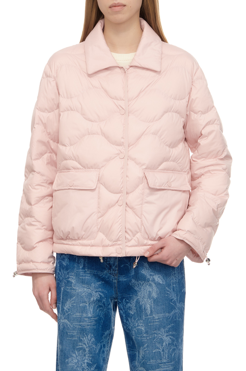 Куртка стеганая с накладными карманами|Основной цвет:Розовый|Артикул:350232-31196 | Фото 1