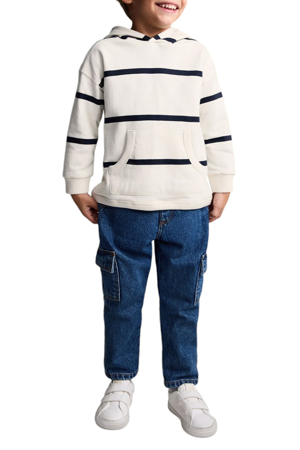 Мальчикам Mango Kids Худи ICEB из хлопка в полоску (цвет ), артикул 77007938 | Фото 3