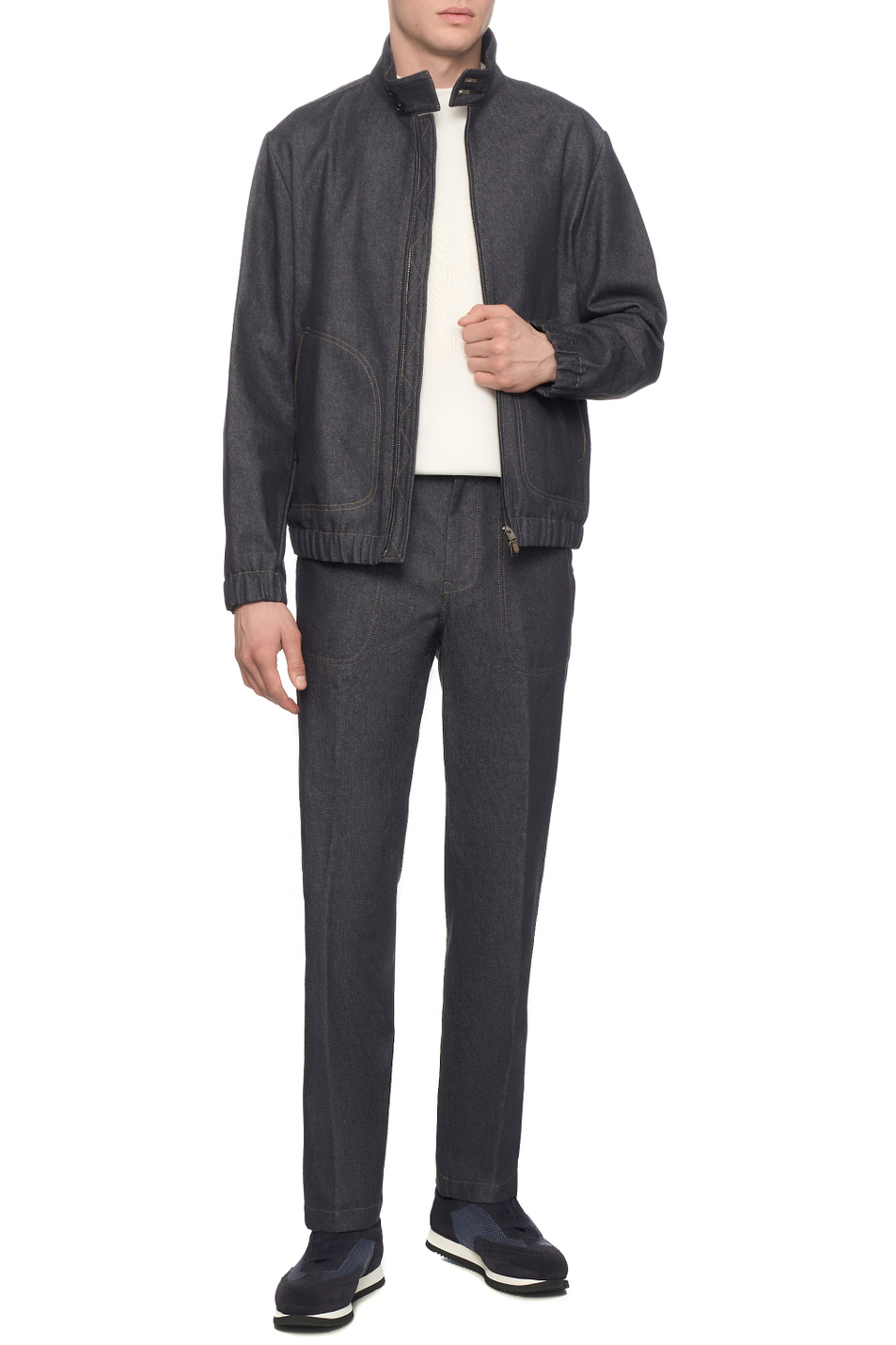 Бомбер из хлопка|Основной цвет:Синий Мужской Canali Бомбер из хлопка (цвет ), артикул O41081SG03440 | Фото 3