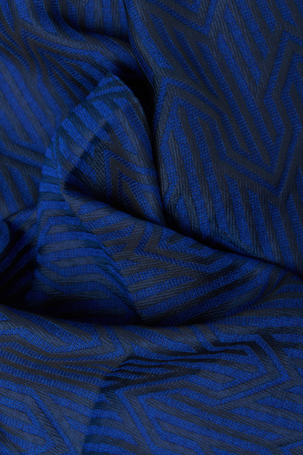 Шарф из шерсти и шелка с бахромой|Основной цвет:Синий|Артикул:BZ5070030 | Фото 2