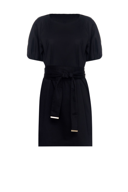 Платье с поясом и рукавом-фонариком|Основной цвет:Черный|Артикул:CA3244T2432 | Фото 1