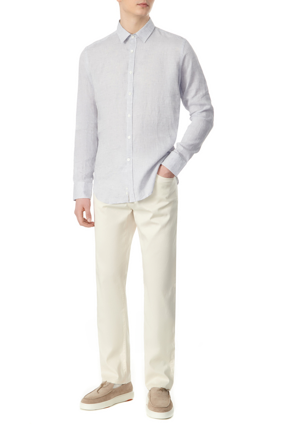 Мужской Canali Рубашка из чистого льна (цвет ), артикул L777GL03098 | Фото 2