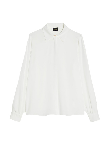 Блузка с плиссированными деталями на рукавах|Основной цвет:Белый|Артикул:CF1096T2353 | Фото 1