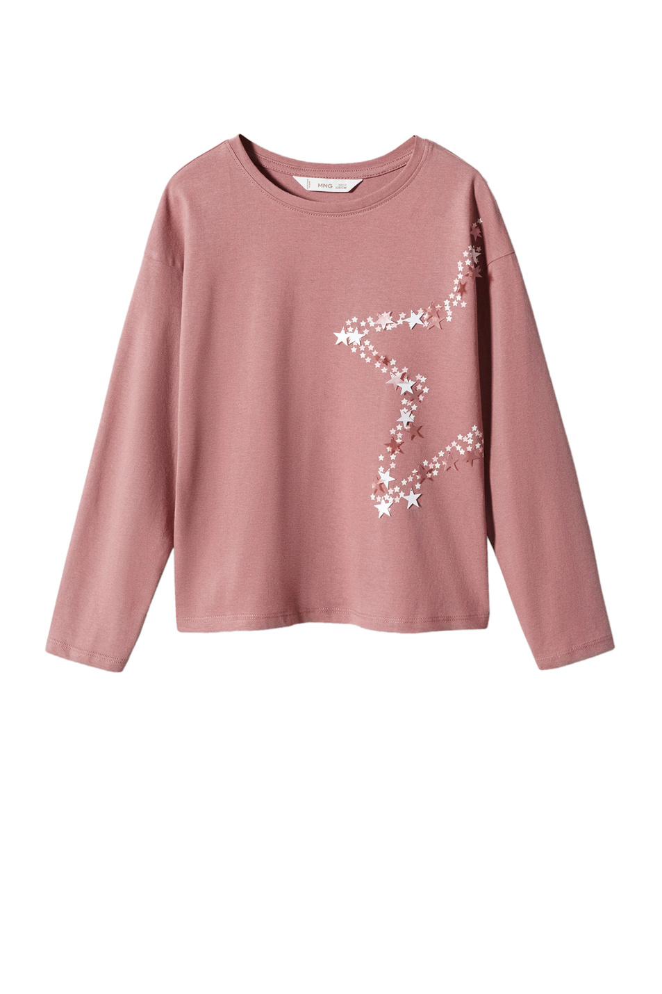Девочкам Mango Kids Лонгслив CIELO из хлопка с пайетками (цвет ), артикул 47013273 | Фото 1