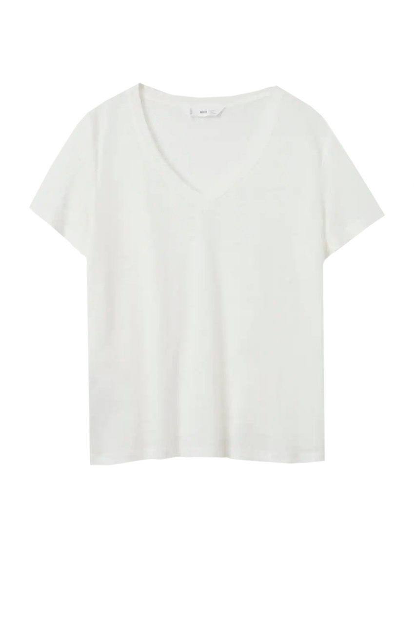 Льняная футболка LINITO с V-образным вырезом|Основной цвет:Белый|Артикул:27005801 | Фото 1